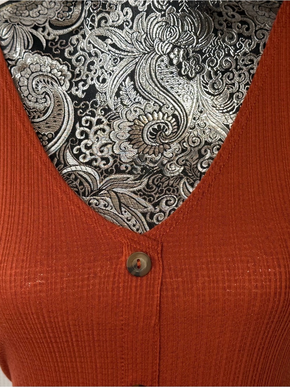 Caution To The Wind Ribbed Button-Front Tank Top in Rust - Picture 2 of 11